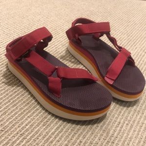 Pink and Purple Platform Teva Sandals